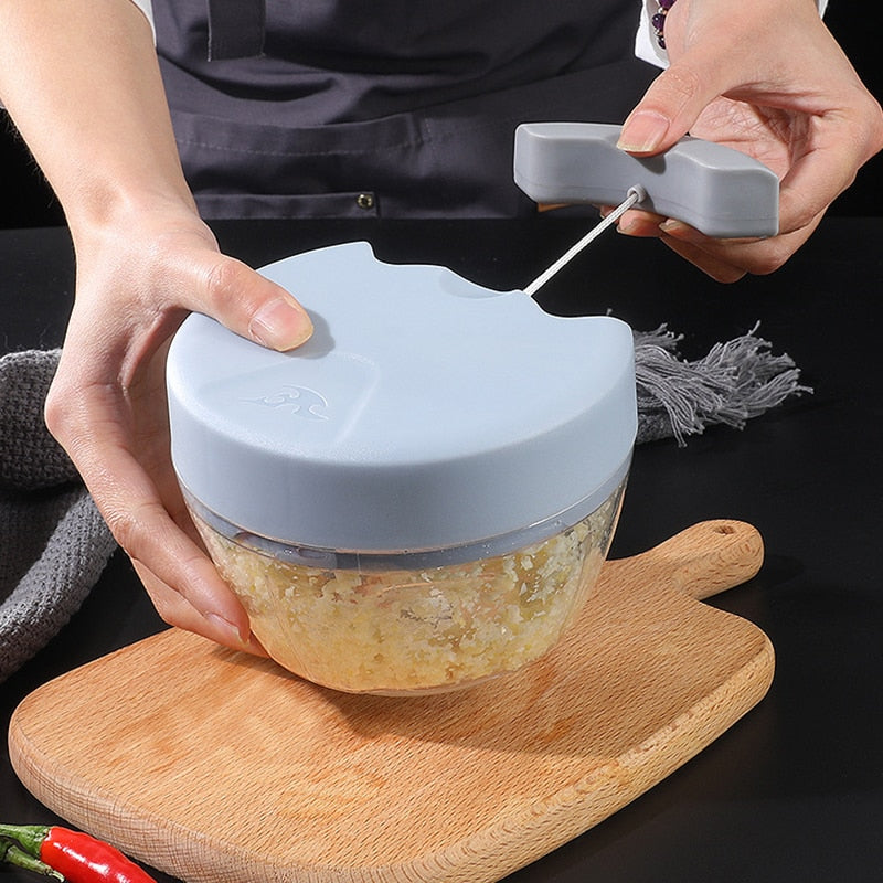 Espremedor de Alho Rotativo 500/900ML Cortador de Cebola de Legumes Picador de Carne Manual Picador de Alho Acessórios de Cozinha 240371949