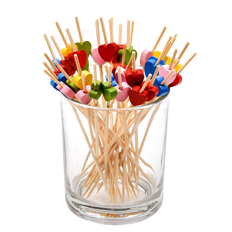Palito de Bambu Decorativo 100 Unidades Bambu Buffet Cupcake Garfo De Frutas Festa Sobremesa Vara 238569943