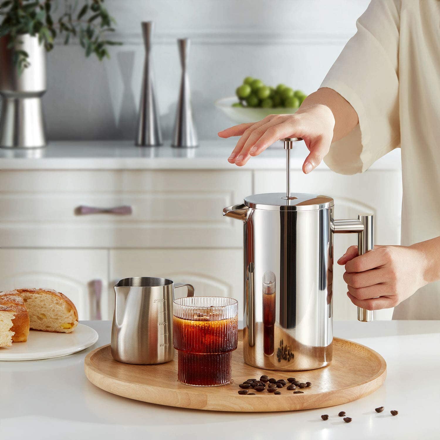 Máquina de Café Manual de 600 ml Prensa Francesa em Aço Inoxidável máquina 4029642683