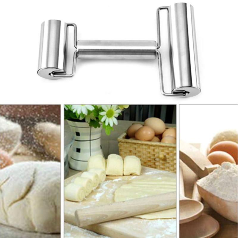 Rolo de massa de aço inoxidável Fondant Pizza Fondant Bakers Roller Ferramenta 249000745