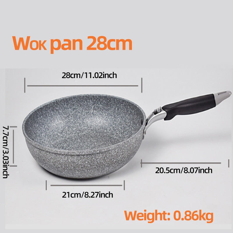 Panela Antiaderente Wok Frigideira 28/26/24/20cm Caldeirão Fogão de 253438868