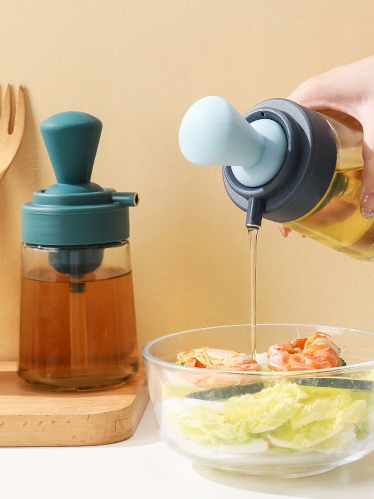 Garrafa de óleo multifuncional 550ml 2 em 1 pulverizador de óleo com escova de silicone dispensador de azeite para churrasco acessórios de cozinha 2602606514