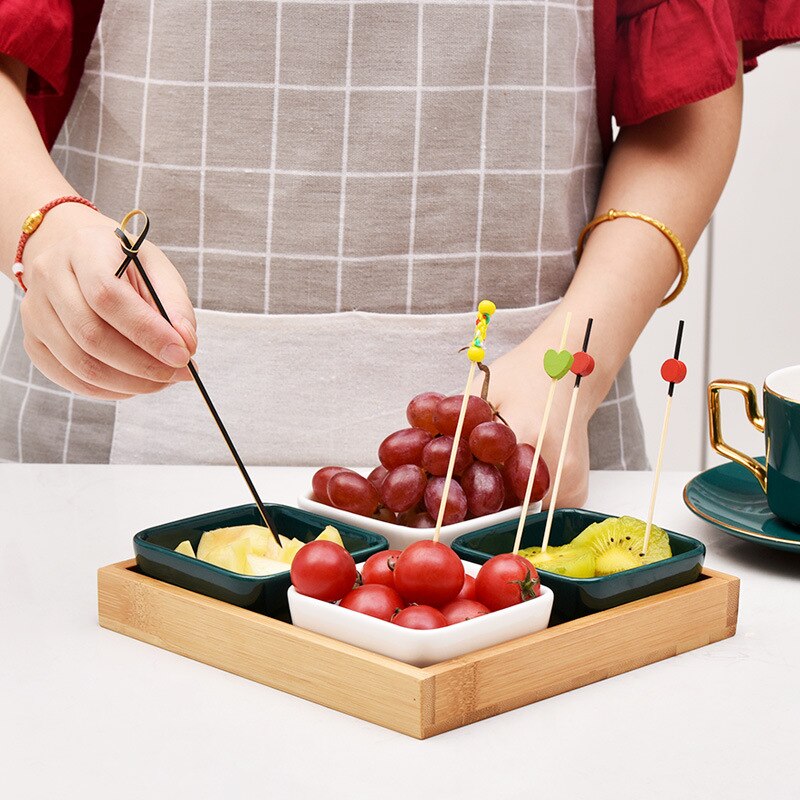 Palito de Bambu Decorativo 100 Unidades Bambu Buffet Cupcake Garfo De Frutas Festa Sobremesa Vara 238569943
