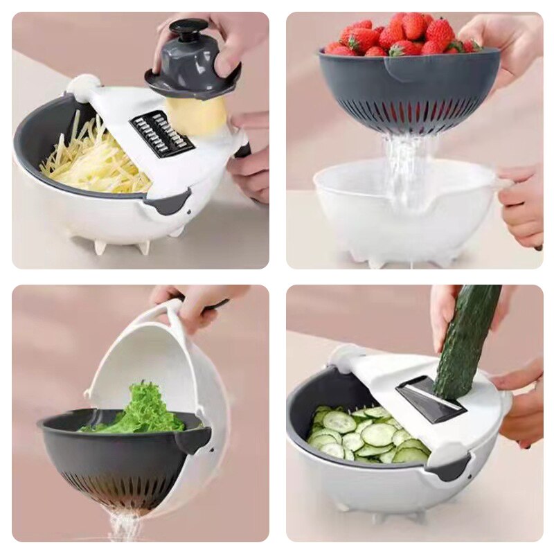 Cortador de Legumes Giratório Multifuncional Mágico Para Cozinha com Cesto 245879814